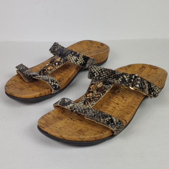 Vionic Shoes | Vionic Viviana Brown Jeweled Snakeskin Sandals | Poshmark